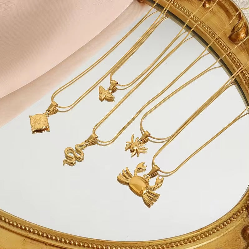 Plated 18K Gold Stainless Steel Ocean Summer Beach Style Jewelry Ocean Animal Seahorse Pendant Necklace My Store