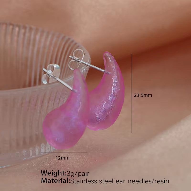 JEWELRY EH133 French Resin Earrings Teardrop Fashion Earrings Wholesale Mixed Colors My Store