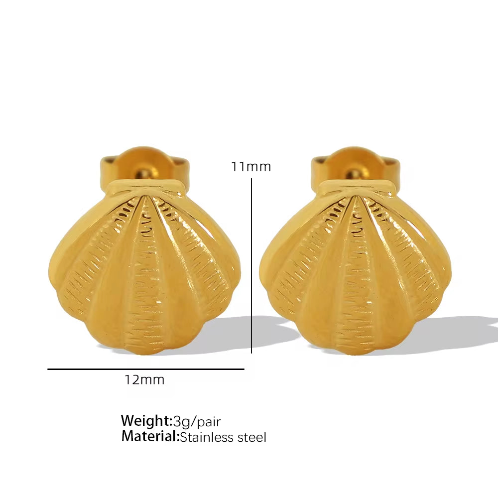 JEWELRY Fashionable Elegant Stainless Steel Metal Earrings Premium Feeling Shell Earrings for Women My Store