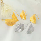 JEWELRY EH96 Fashion Stainless Steel Leaf Earrings Niche Vintage Gold Leaf Earrings My Store