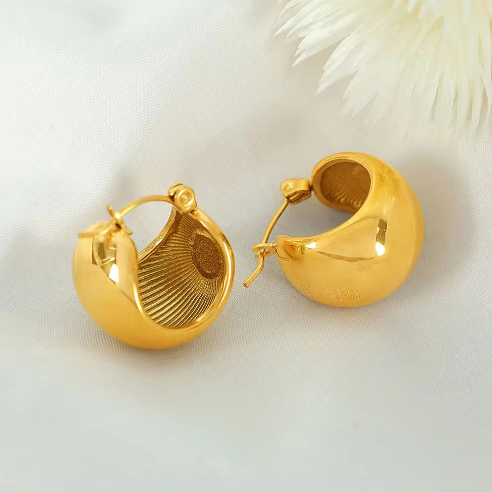 JEWELRY EH236 Customize Stainless Steel Gold Plated 18K U Shaped Drop Earrings Glossy round Ball Earrings for Women My Store