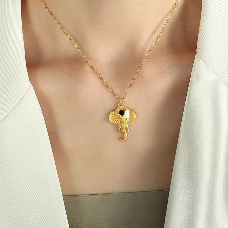 JEWELRY XL60 Trendy Elephant Pendant Collarbone Chain Fashion Modern Feeling Plated 18K Gold Necklace My Store