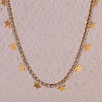 Shining Zircon Tennis Chain Necklace Gold Plated Star Charm Necklace Stainless Steel Jewelry My Store