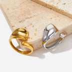 New 2024 Unique Stylish Glossy Surface Ring Casual Geometry Irregular Stainless Steel Rings for Girls My Store