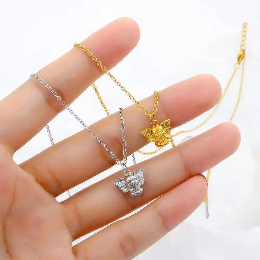 Dumbo Elephant Shape Pendant Necklace Gold Chain Jewelry Locker Choker Accessories Chic Trendy Style Necklace EvryJewels.us