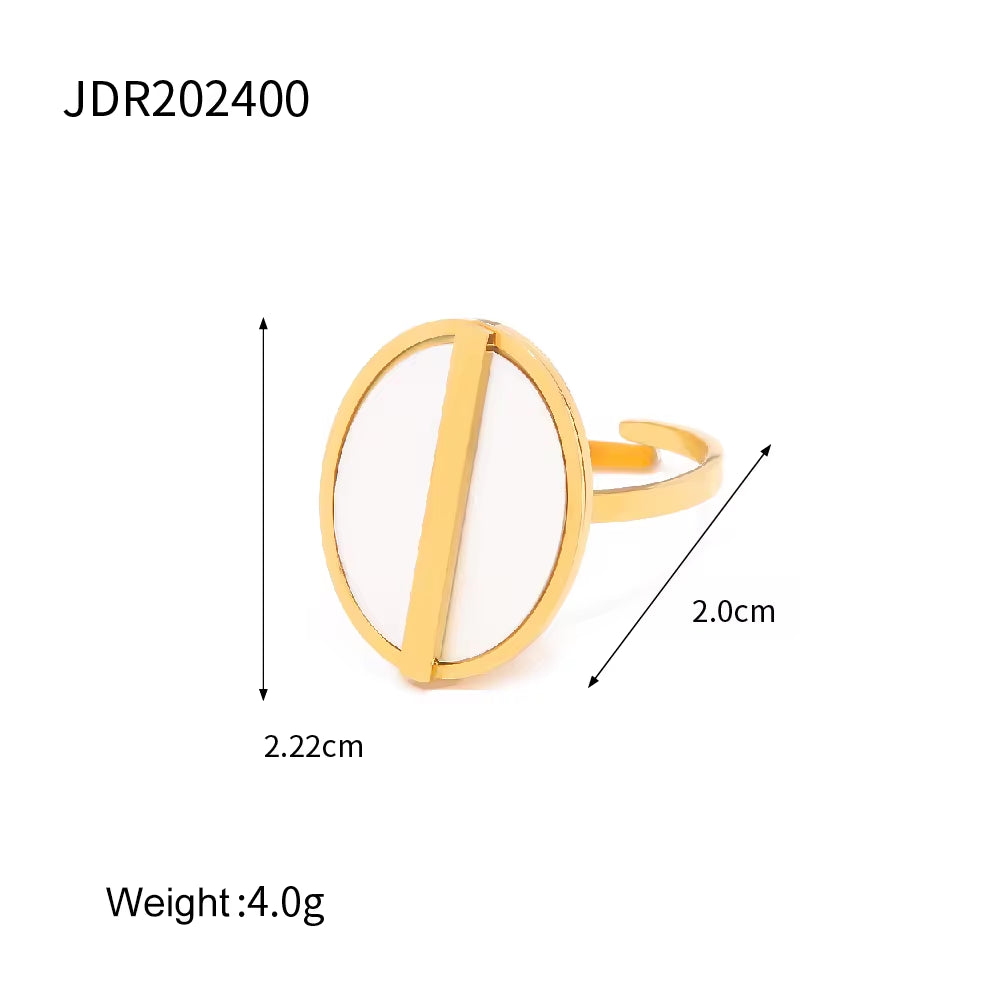 Ins Hot 18K Gold Plated Geometric Rings Set Jewelry Fashion Retro Style Oval Cross Shaped Ring for Women My Store