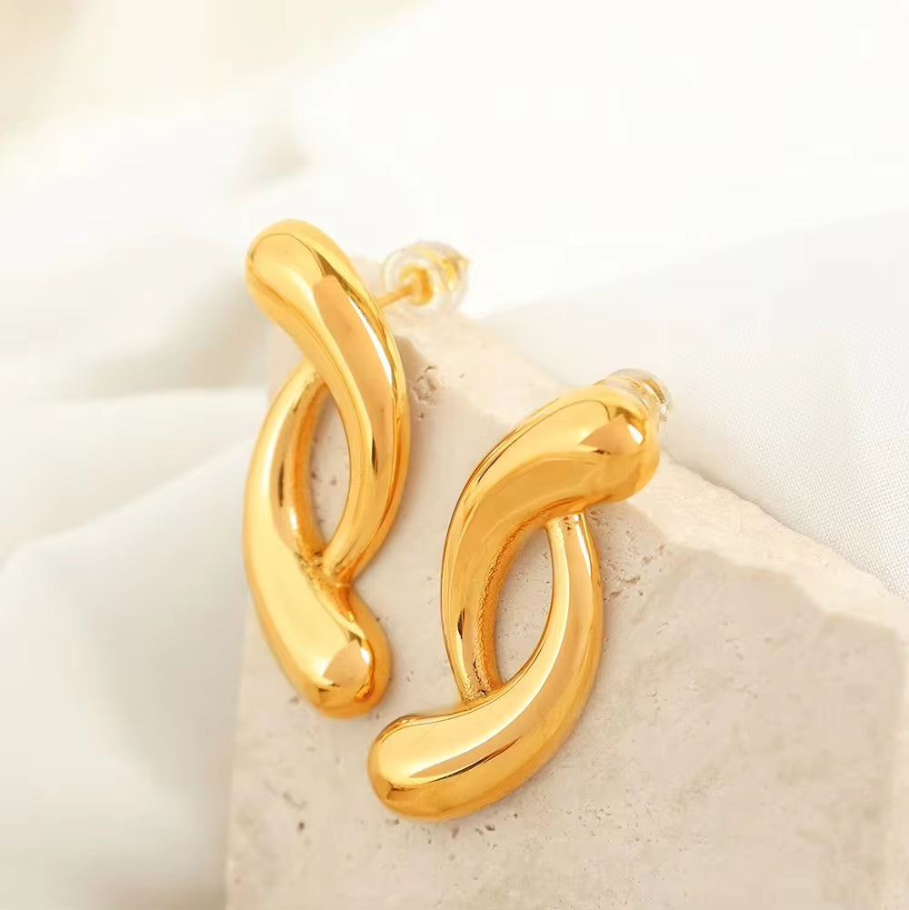 JEWELRY EH279 Simple and Versatile Irregular Circle Geometric Earrings Stainless Steel 18K Gold Plated Earrings My Store