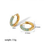 Non Tarnish 18K Gold Plated Simple Ins Micro Zirconia Pave Stainless Steel Huggie Earrings Trendy Jewelry FJE0139 My Store