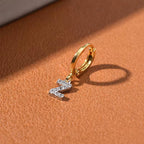 26 English Letters Diamond Earring Personalized Initial Earrings for Girls Brass Plated 18K Real Gold round Ear Clip Jewelry My Store