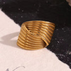 Engraved Cross Signet Ring Gold Plated Statement Jewelry Valentine Jewelry Stainless Steel Rings My Store