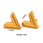 Vacuum Plating Letter V Stud Earrings Chic No Fade V Shape Stainless Steel Earrings for Women Girls My Store