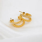 Classic Imitation Pearl Stainless Steel C-Shaped Earrings Chic Fashion PVD 18K Gold Plated Hoop Earrings Women'S Gift My Store