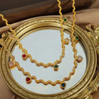 JEWELRY XL48-51 Fashion Wave Tassel Flower Necklace Colorful Zirconia Collarbone Necklace for Women My Store