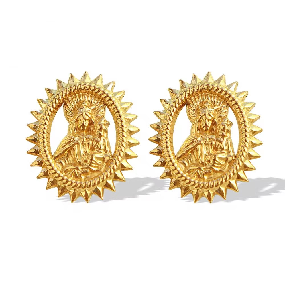 JEWELRY EH224 New Portrait Plate Earrings Titanium Steel Gold Plated 18K Vintage Earrings Vintage My Store