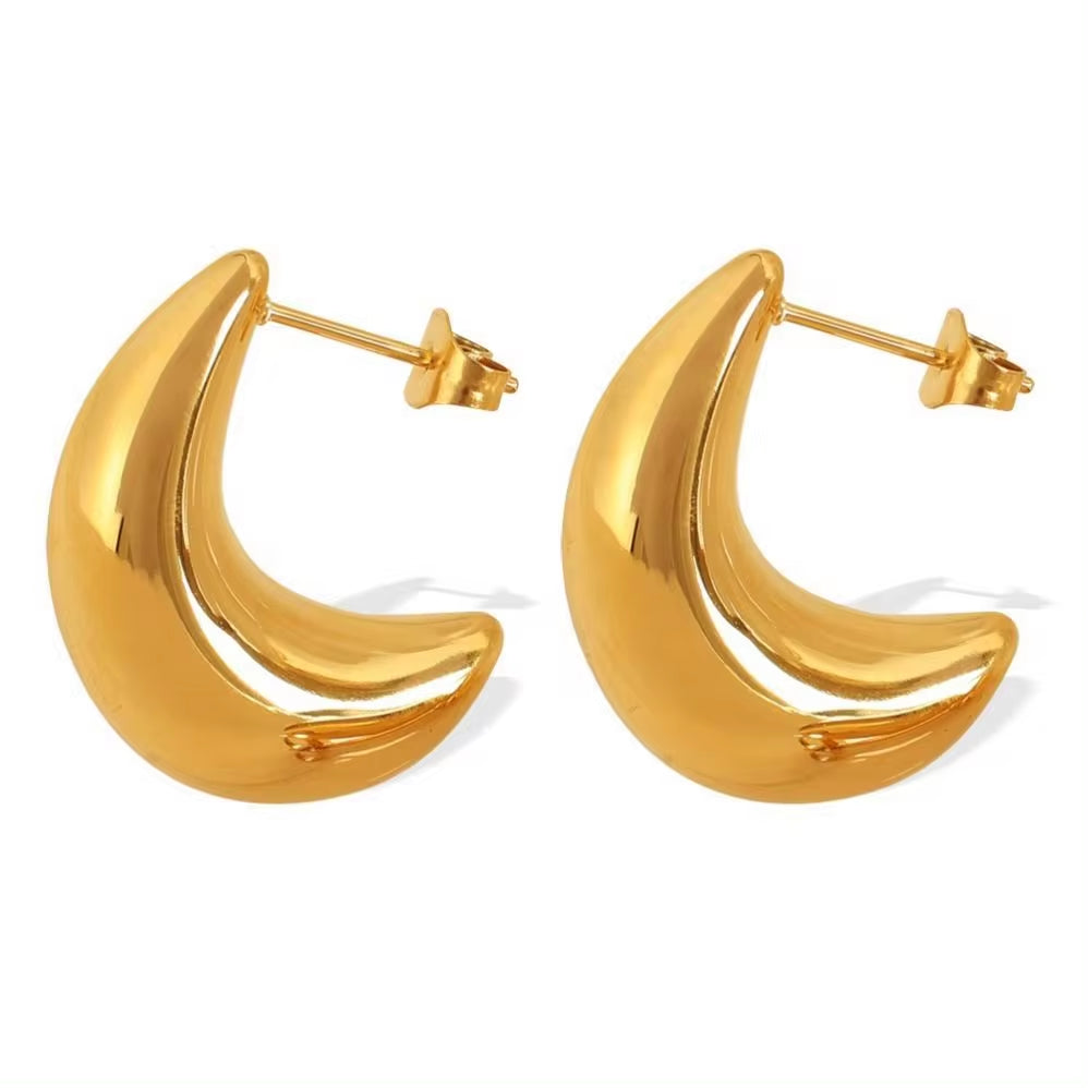 JEWELRY EH284 Factory Hot Sale Stainless Steel Earrings Premium Earrings 18 Gold Moon Earrings My Store