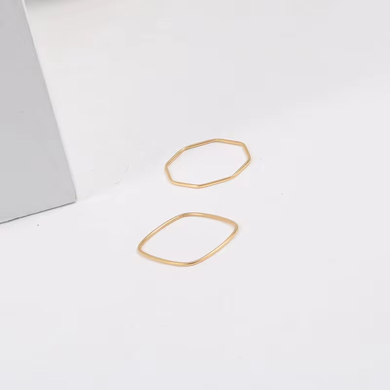 316L Stainless Steel Ins Minimalist Rings Simple PVD Gold Plated Retangular Square Oval Ring My Store