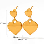 18K Gold Plated Chunky Heart Earring Tarnish Free Stainless Steel Earring Women Jewelry My Store