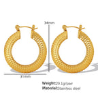 JEWELRY EH187 Wholesale Stainless Steel Gold Plated 18K Circle Earrings Textured U-Thread Earrings My Store