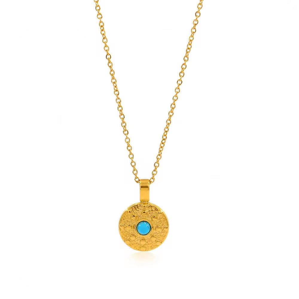 Natural Stone Necklace 18K Gold Color Stainless Steel Chain Suitable for Women Waterproof Material Fashion Oval Jewelry My Store