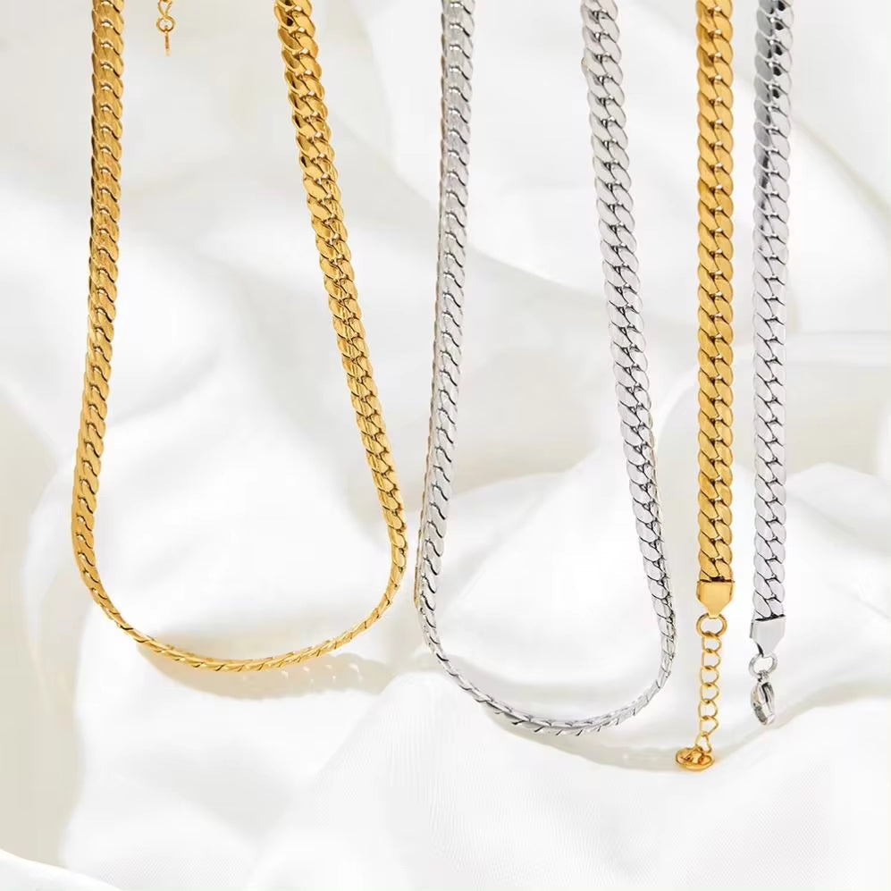 High Quality Simple 6.5Mm Width NK Cuban Chain Necklace PVD Plated Waterproof Bracelet Stainless Steel Jewelry Sets for Women My Store