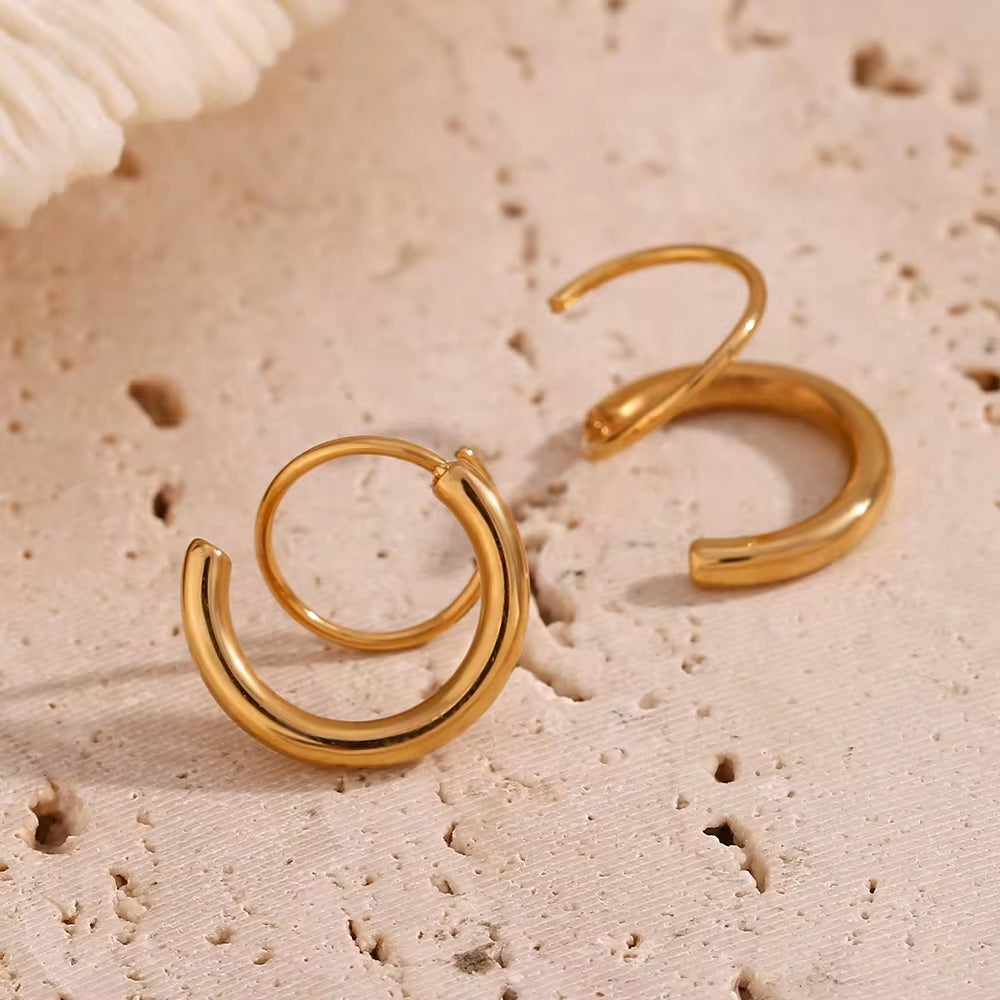 Minimalist Earrings Winding Gold Plated Stud Earrings for Women Waterproof Stainless Steel Jewelry My Store