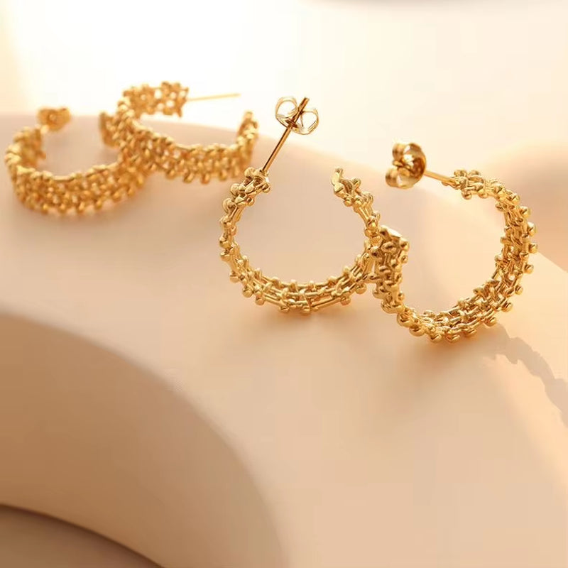 Custom Fashion Jewelry Stainless Steel for Women 18K Gold Plated Chunky Statement Studs Earrings My Store