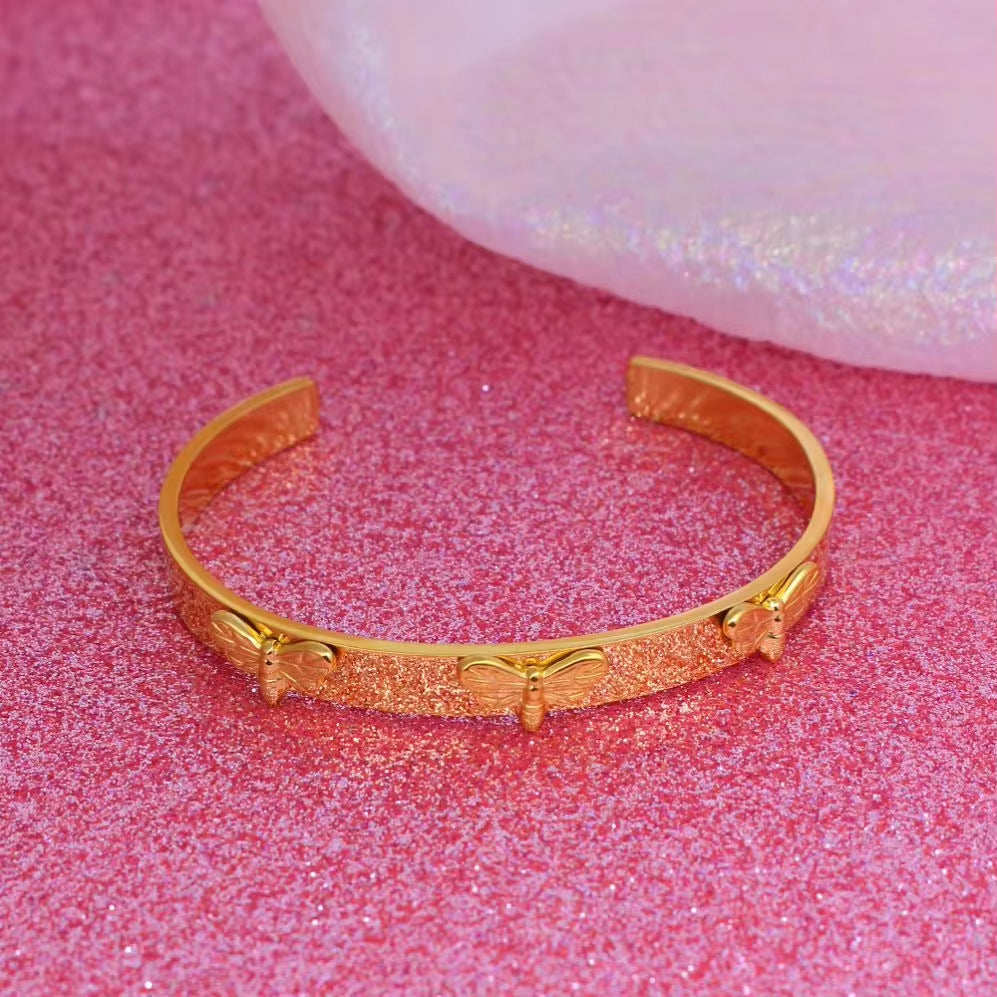 Custom Dragonfly Bracelet 18K Gold Plated Filled Stainless Steel Open Cuff Bangle Bracelet for Women Pink Y2K Jewelry My Store