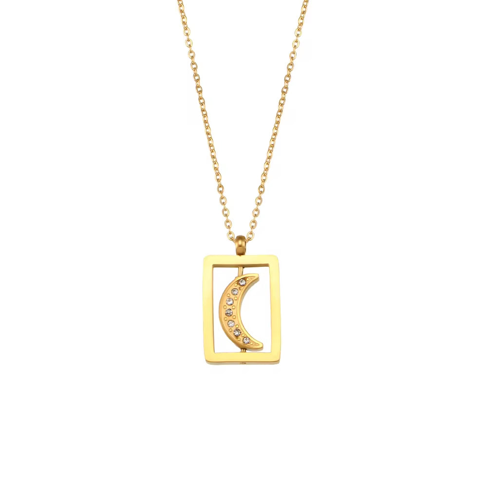 Wholesale Fashion Gold Plated Necklace Set Tarnish Free Jewelry Enamel Stainless Steel Pendant Necklace My Store