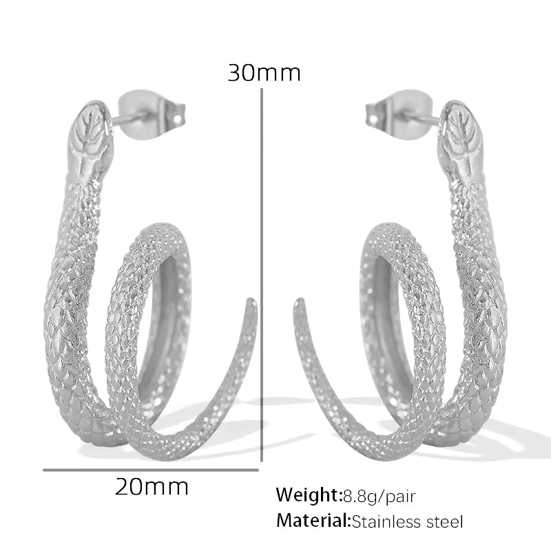 JEWELRY EH195 Korean Version of the Earrings Temperament Small Snake Hundred with Earrings Simple Gold-Plated 18K My Store