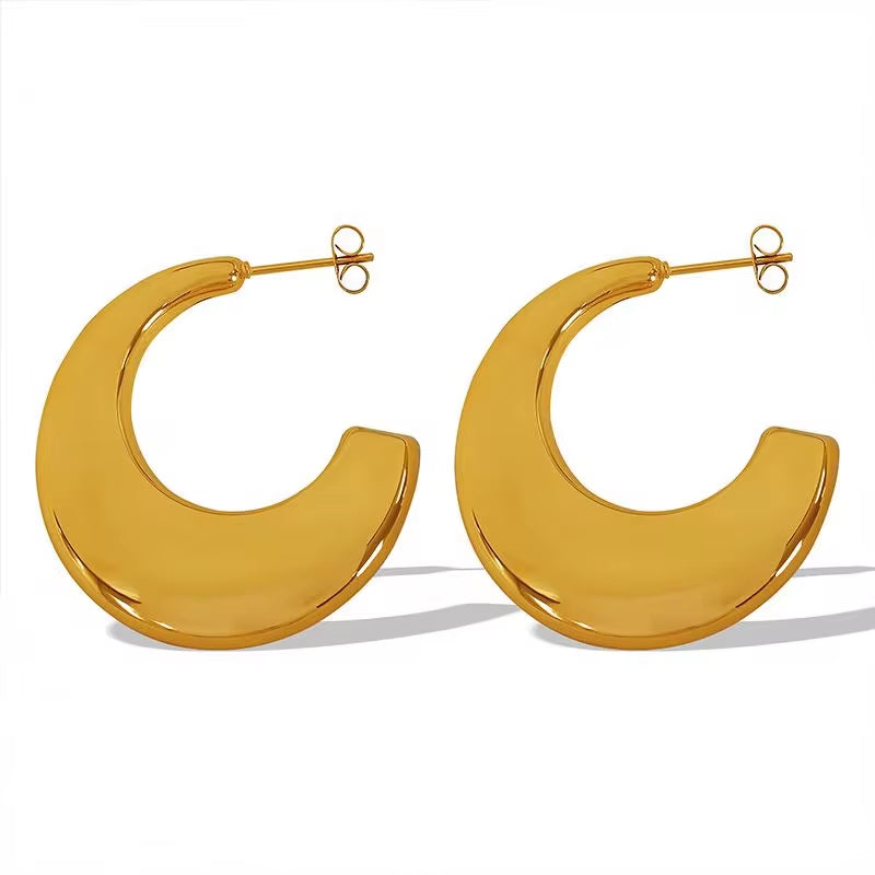 JEWELRY EH183 18K Gold Plated Oval Geometric Earrings Fashionable Temperament Women'S C-Shaped Earrings My Store