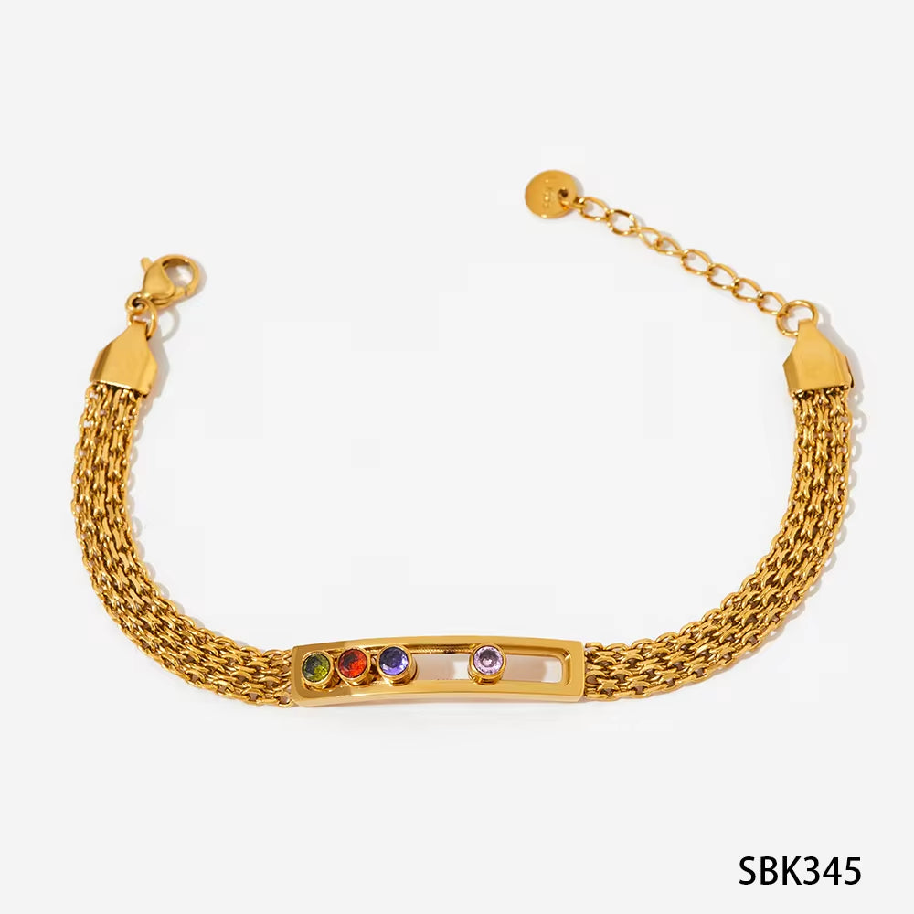 Vintage Waterproof Sliding Crystal Zircon Bracelet Tarnish Free Stainless Steel Fashion Jewelry Mesh Chain Bracelets Women My Store