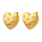 Fashion Jewelry Luxury Cubic Zirconia Stainless Steel 18K Gold Plated Love Heart Stud Earrings Charm Women My Store
