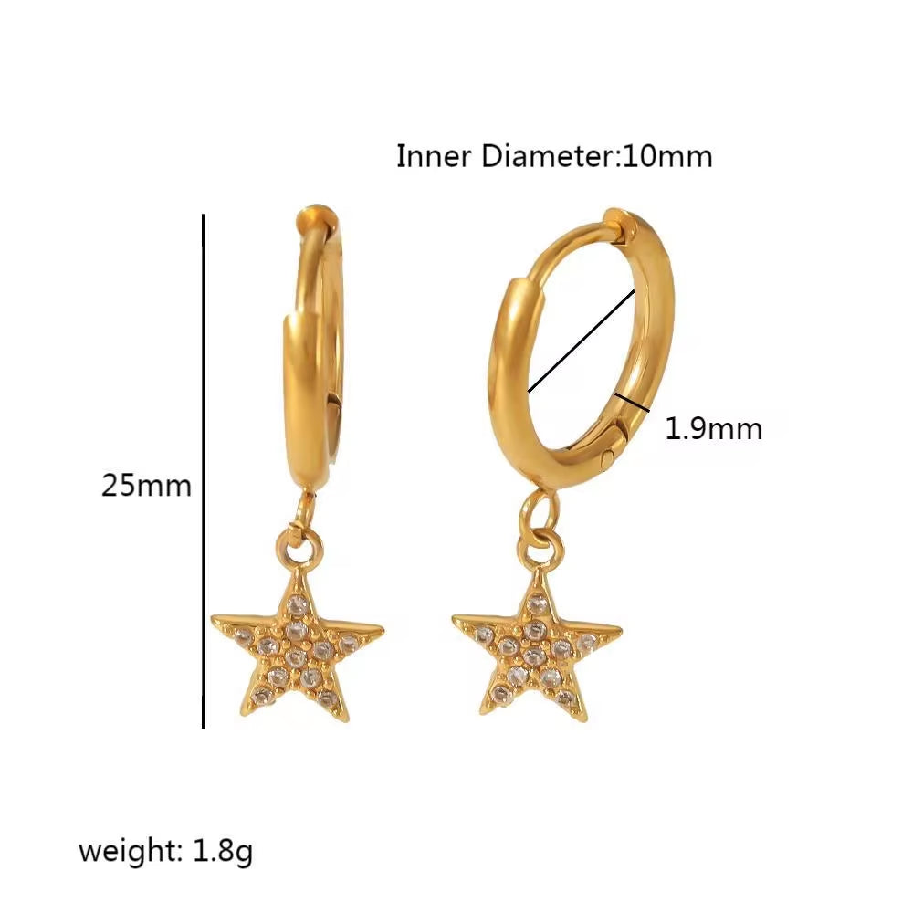 Shiny 18K Gold Hoop Cz Huggie Plated Woman Iced Out Trendy Stainless Steel Jewellery Wholesale Earring for Women My Store