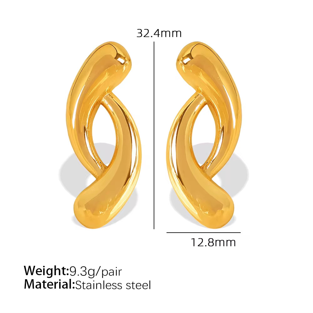 JEWELRY EH279 Simple and Versatile Irregular Circle Geometric Earrings Stainless Steel 18K Gold Plated Earrings My Store