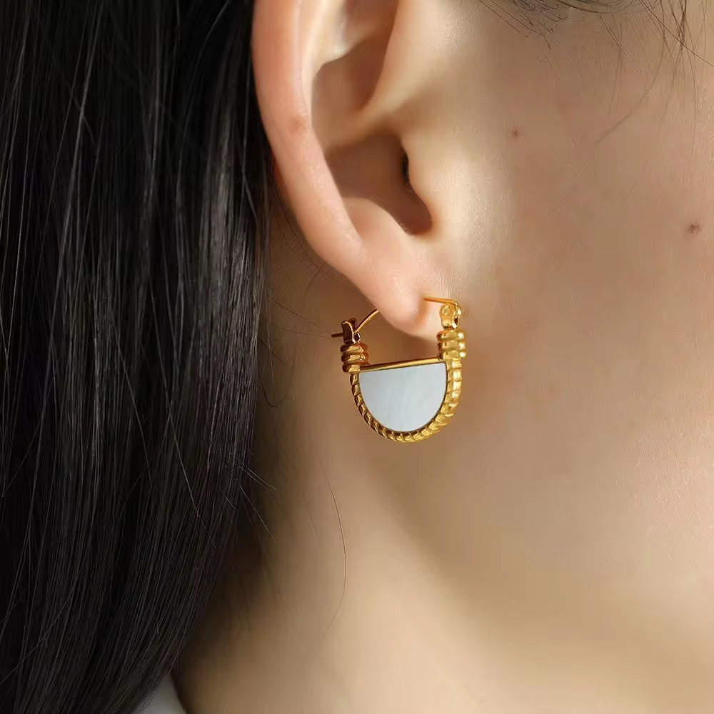 JEWELRY XL78-EH221 Factory Made Thick Cut White Mother of Pearl Premium Feeling Airy Necklace and Earrings Set Women My Store