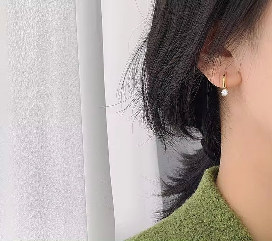 18K Gold Plated Stainless Steel Circle Clip on Earrings Titanium Steel Cubic Zirconia Huggie Hoop Earrings for Women Jewelry My Store