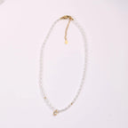 Waterproof Stainless Steel Seed Bead Choker Necklace Fashion Baroque Freshwater Pearl round Zircon Pendant Necklaces My Store