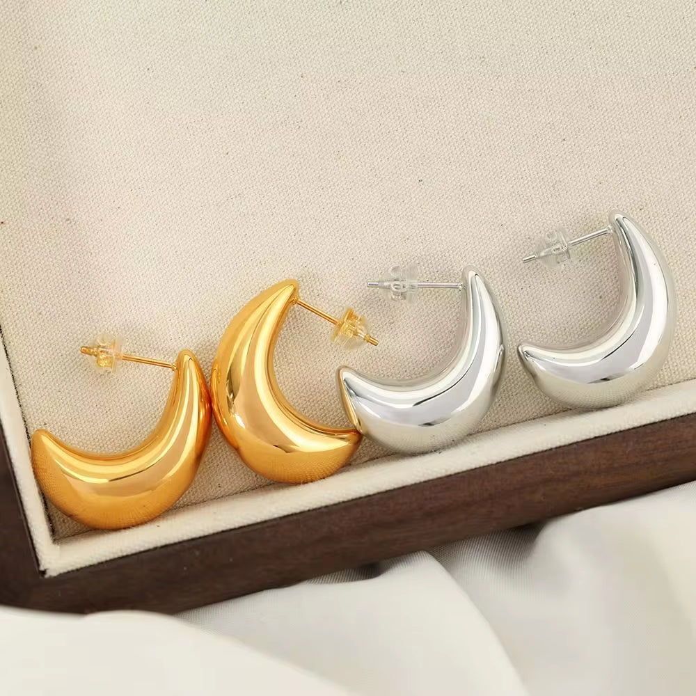 JEWELRY EH284 Factory Hot Sale Stainless Steel Earrings Premium Earrings 18 Gold Moon Earrings My Store