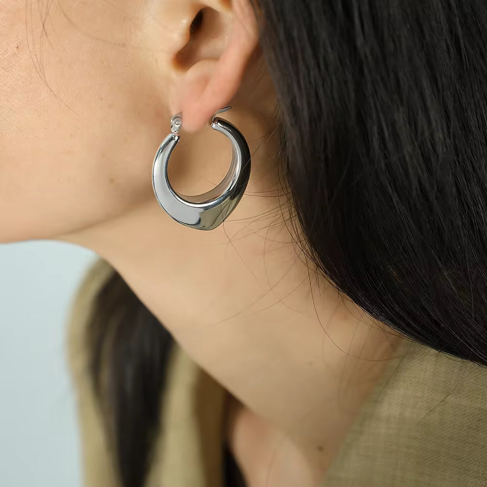 JEWELRY EH24-EH25 French High Quality Earrings Glossy Stainless Steel 18K Gold Plated Earrings Wholesale My Store