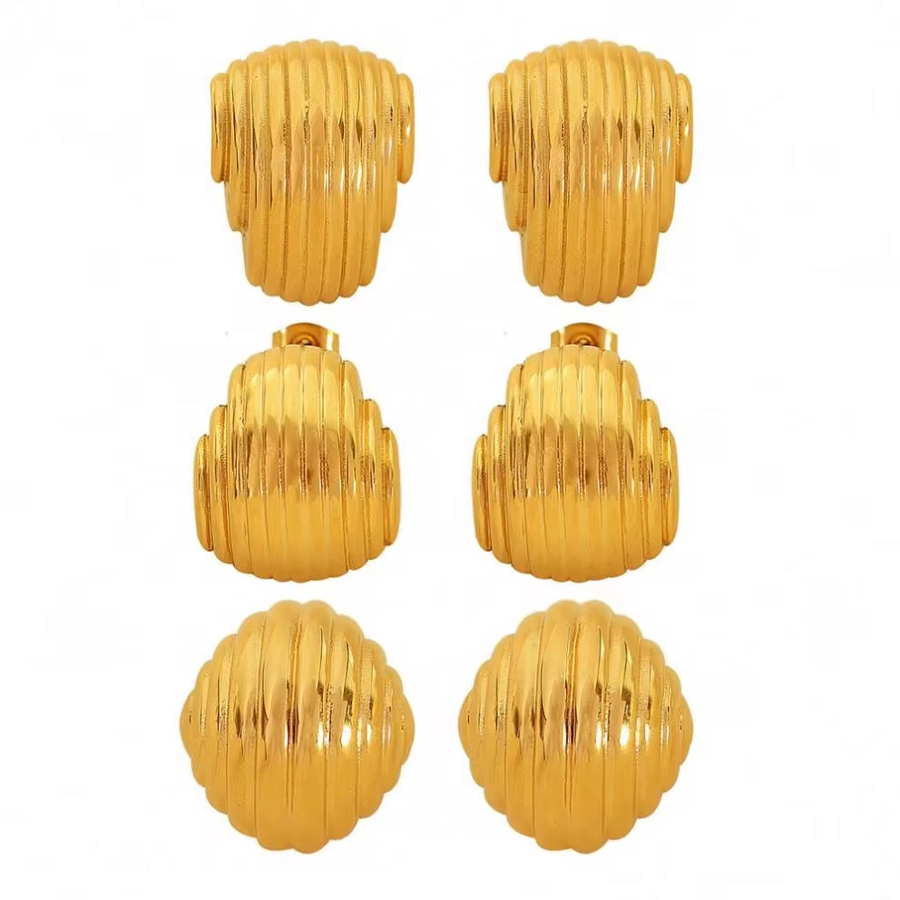 JEWELRY New Simple Irregular Geometric Earrings Vertical Pleated Hollow Half Circle Earrings My Store