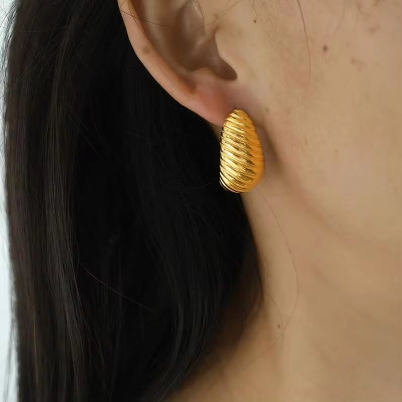 JEWELRY EH43-EH45-EH48 Wholesale Striped Earrings Stainless Steel 18K Gold Plated Fashion Jewelry Earrings for Women My Store