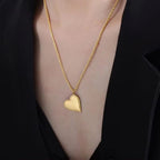 INS Stainless Steel 18K Gold PVD Plated Personalized Heart Earrings Necklace Titanium Steel Heart Choker Necklace My Store