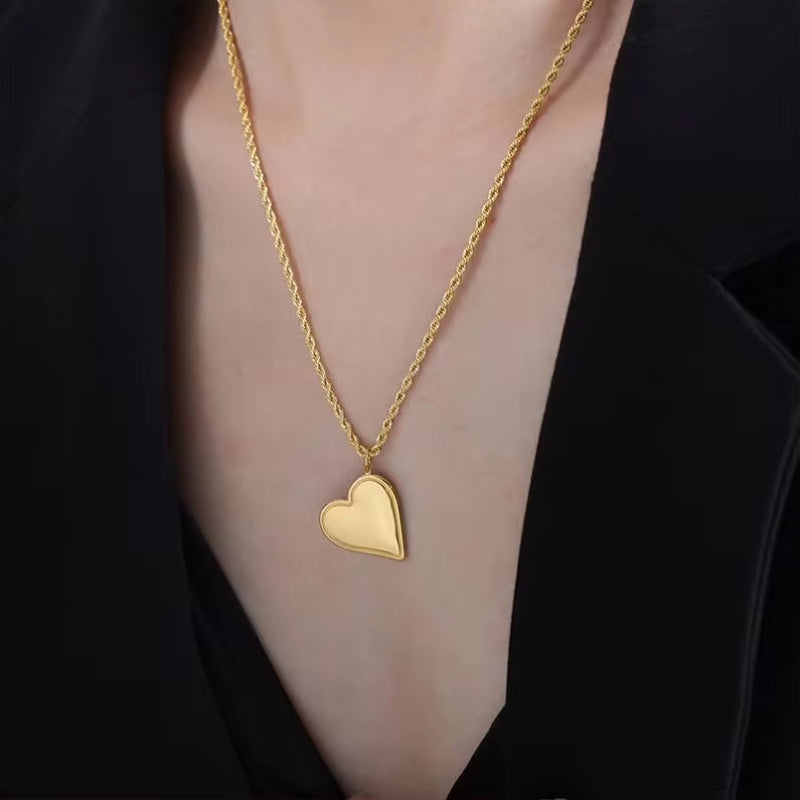 INS Stainless Steel 18K Gold PVD Plated Personalized Heart Earrings Necklace Titanium Steel Heart Choker Necklace My Store