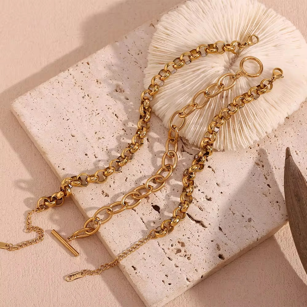 Wholesale Fashion Gold Plated Necklace Set Tarnish Free Jewelry Enamel Stainless Steel Pendant Necklace My Store