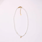 Waterproof Stainless Steel Seed Bead Choker Necklace Fashion Baroque Freshwater Pearl round Zircon Pendant Necklaces My Store