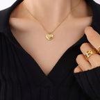 Simple Gold Plating Love Heart Pendant Stainless Steel Heart Necklace for Women My Store