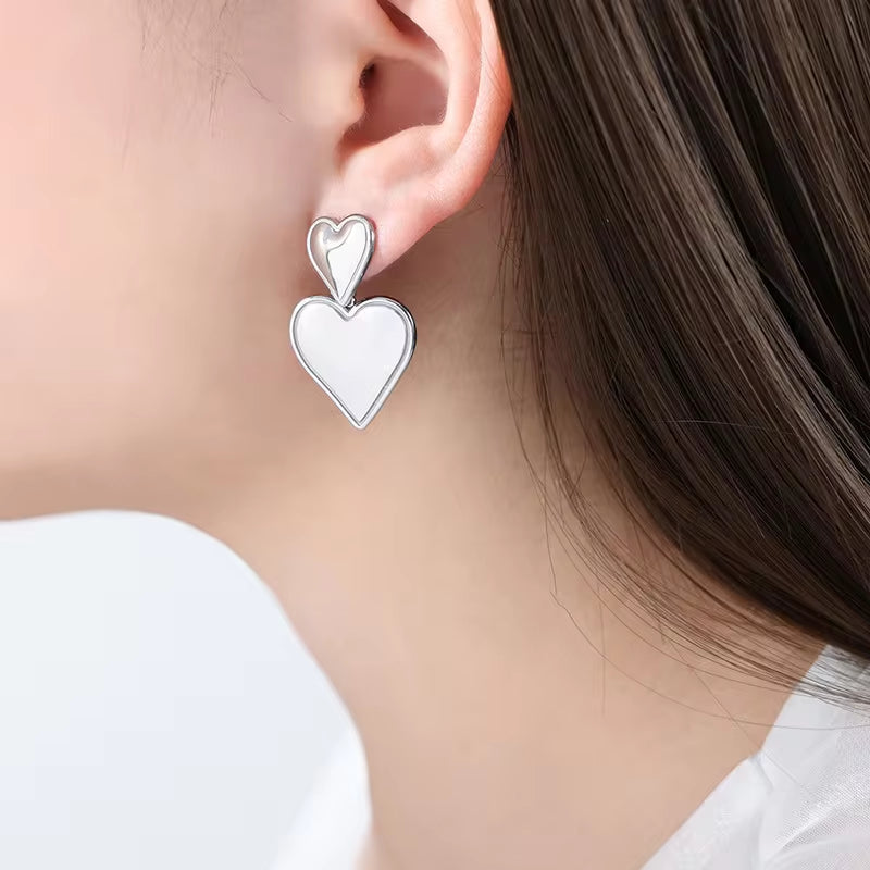 INS Stainless Steel 18K Gold PVD Plated Personalized Heart Earrings Necklace Titanium Steel Heart Choker Necklace My Store