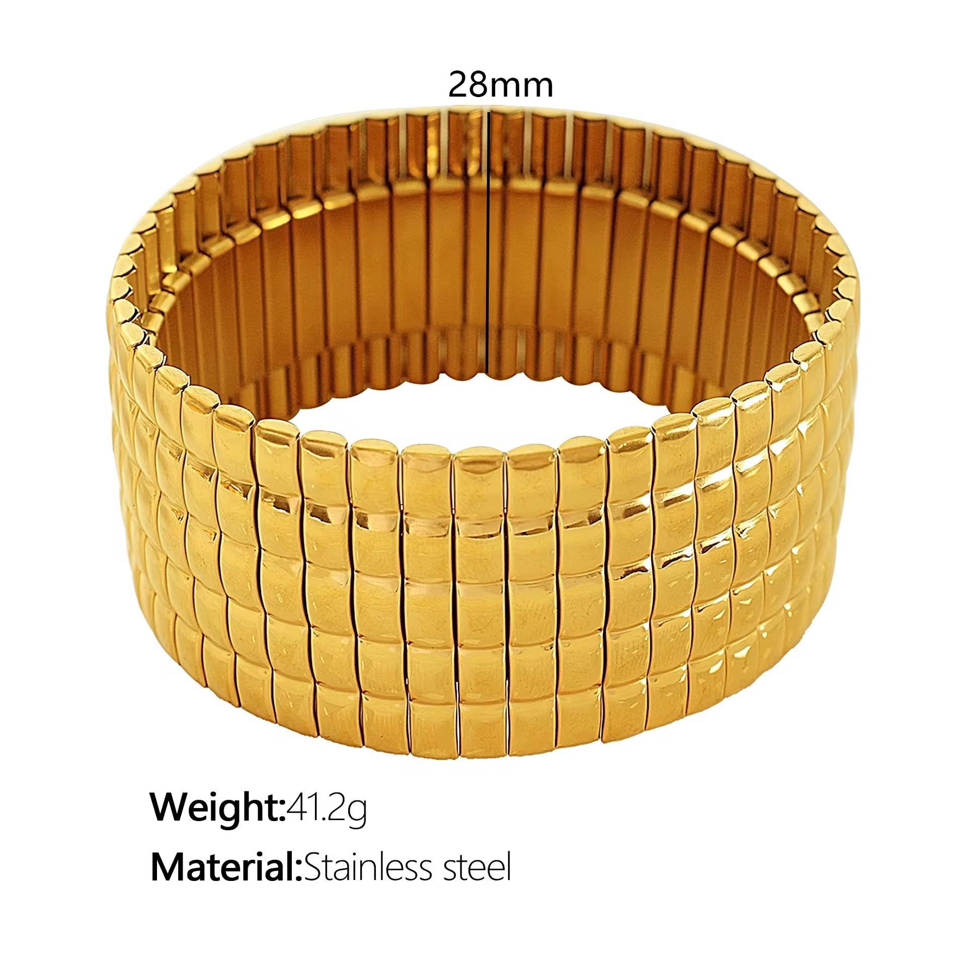 JEWELRY SZ56-7 the Newest Stainless Steel Stretch Band Stretch Band Rally Bracelet Wide Bracelet 18K Gold Plated My Store