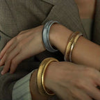JEWELRY SZ02 New Stretch Circle Bangles Stainless Steel 18K Gold Plated Fashion Bangles My Store