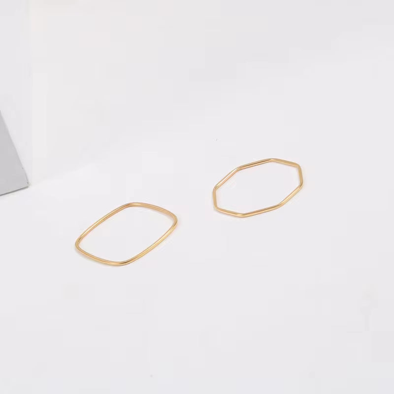 316L Stainless Steel Ins Minimalist Rings Simple PVD Gold Plated Retangular Square Oval Ring My Store